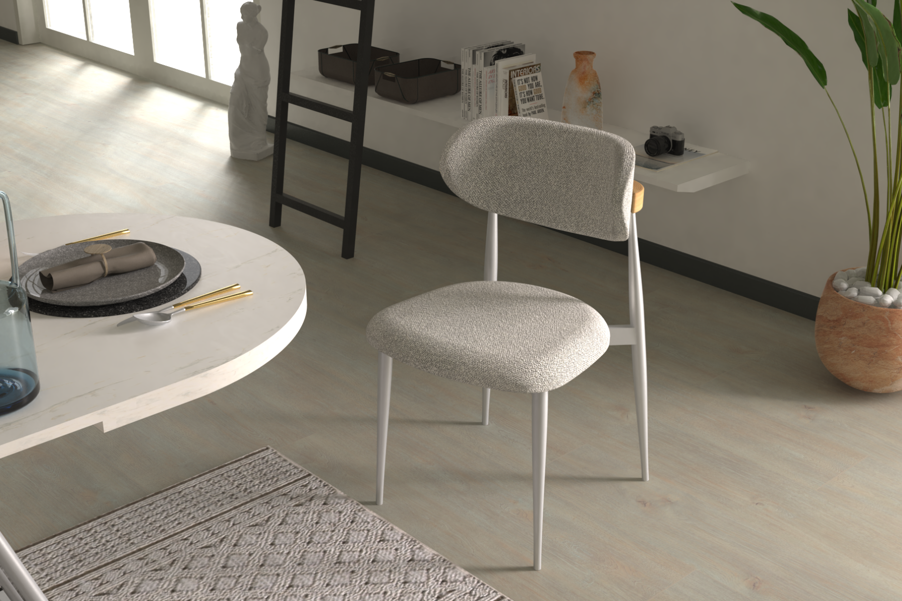 Vilinze Venüs Metal Ayak Teddy Sandalye Gri - Teddy Açık Gri
