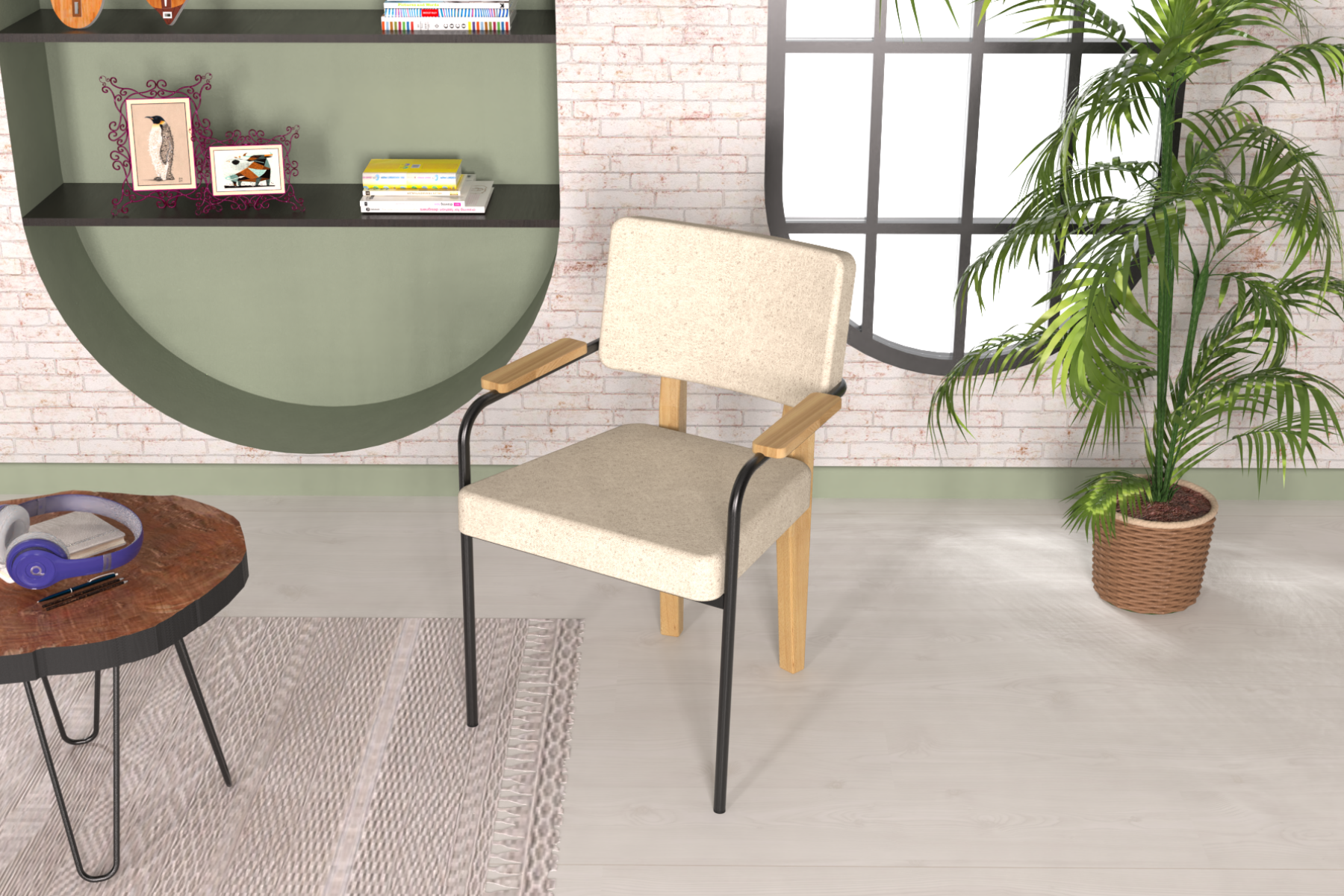 Vilinze Saray Ahşap-Metal Siyah Ayak Sigma Sandalye