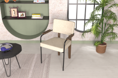 Vilinze Saray Ahşap-Metal Siyah Ayak Sigma Sandalye Kestane - Beyaz