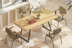 Vilinze Ezine Sandalye Truva Black Nikel Mutfak Masası Takımı - 90x180 cm