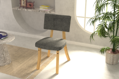 Vilinze Mir 02 Ahşap Sandalye Gri - Naturel