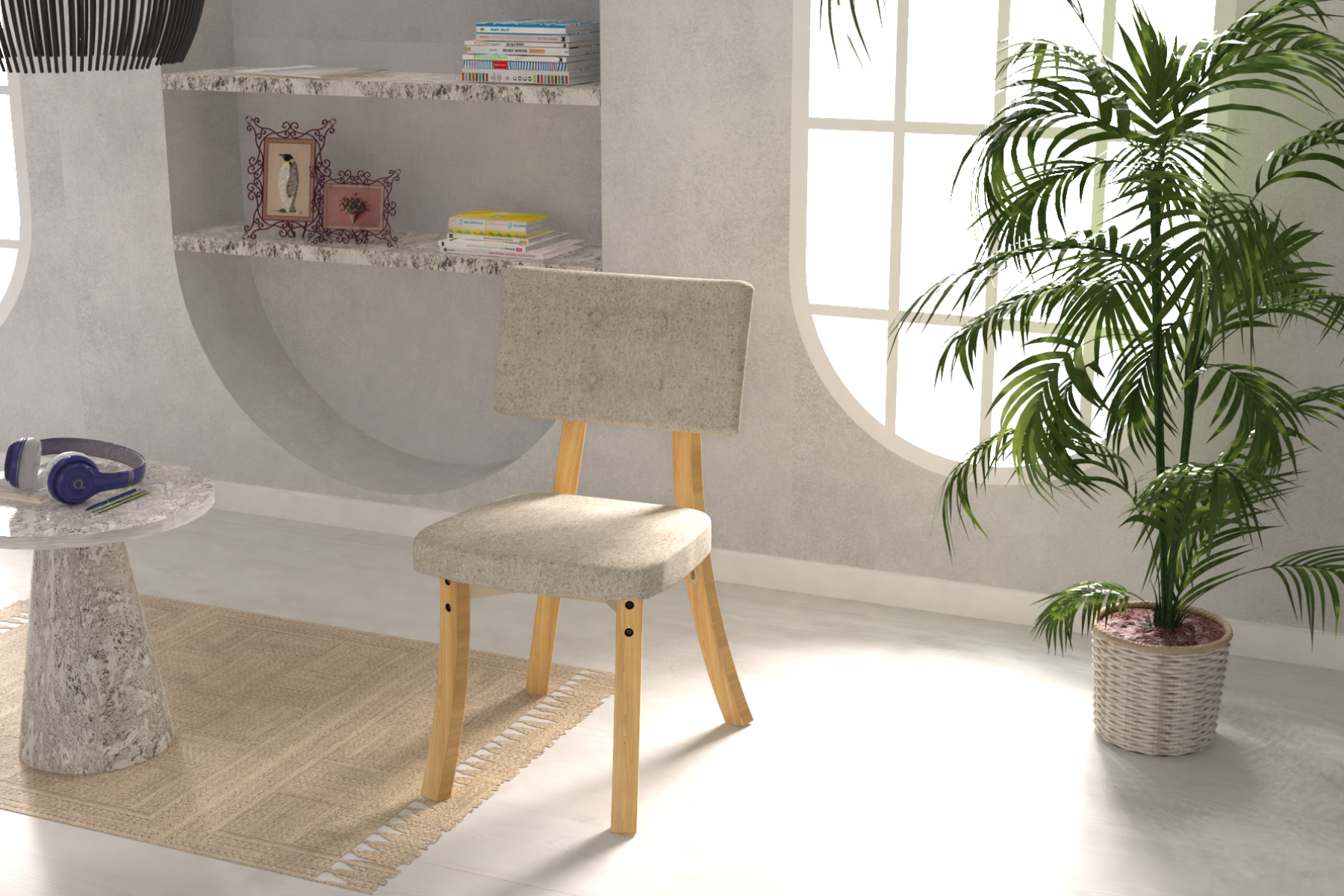 Vilinze Mir 02 Ahşap Sandalye Beyaz - Naturel