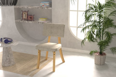 Vilinze Mir 02 Ahşap Sandalye Beyaz - Naturel