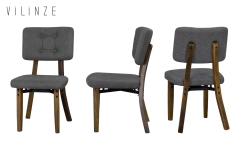 Vilinze Mir 02 Ahşap Sandalye Gri - Kestane