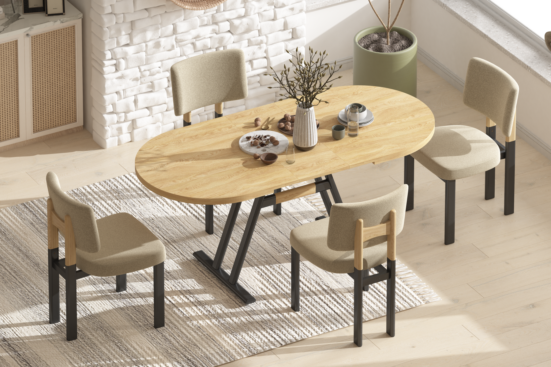 Vilinze Elvan Sandalye Afyon Mutfak Masası Takımı - 80x140 cm