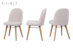 Vilinze Mara Ahşap Ayak Sigma Sandalye Beyaz - Naturel