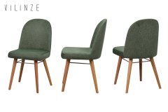 Mara Ahşap Ayak Sigma Sandalye Yeşil - Naturel