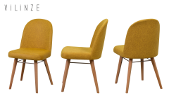 Vilinze Mara Ahşap Ayak Sigma Sandalye Sarı - Naturel