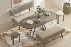 Vilinze Bolvadin Bank-Tabure Afyon Black Nikel Mutfak Masası Takımı - 80x140 cm