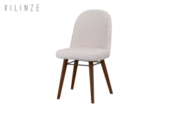 Mara Ahşap Ayak Sigma Sandalye Beyaz - Kestane