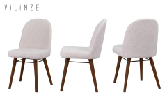 Mara Ahşap Ayak Sigma Sandalye Beyaz - Kestane