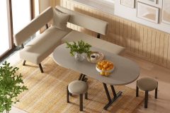 Vilinze Bolvadin Köşe Takımı-Tabure Afyon Black Nikel Mutfak Masası Takımı - 80x140 cm