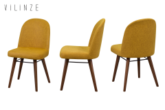Vilinze Mara Ahşap Ayak Sigma Sandalye Sarı - Kestane
