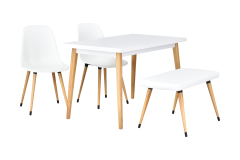 Vilinze Eames Sandalye-Bank Avanos Ahşap Mdf Mutfak Masası Takımı - 70x120 Cm