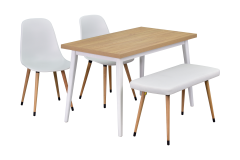 Vilinze Eames Sandalye-Bank Avanos Ahşap Mdf Mutfak Masası Takımı - 70x120 Cm