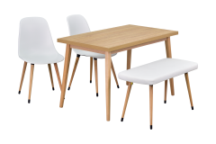 Vilinze Eames Sandalye-Bank Avanos Ahşap Mdf Mutfak Masası Takımı - 70x120 Cm