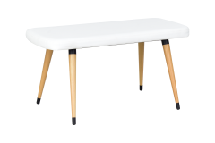Vilinze Eames Sandalye-Bank Avanos Ahşap Mdf Mutfak Masası Takımı - 70x120 Cm Beyez-Beyaz/Naturel
