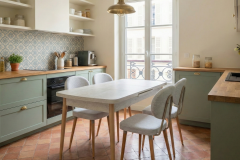 Vilinze Akdeniz Sandalye Golf Traverten/Naturel Mutfak Masası Takımı - 70x120 cm