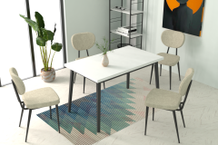 Vilinze Deniz Sandalye Avanos Ahşap Mutfak Masası Takımı - 70x120 Cm