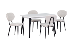 Deniz Sandalye Avanos Ahşap Mutfak Masası Takımı - 70x120 Cm Beyaz - Beyaz/Siyah