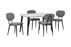 Vilinze Deniz Sandalye Avanos Ahşap Mutfak Masası Takımı - 70x120 Cm Gri - Beyaz/Siyah