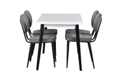 Vilinze Deniz Sandalye Avanos Ahşap Mutfak Masası Takımı - 70x120 Cm Gri - Beyaz/Siyah