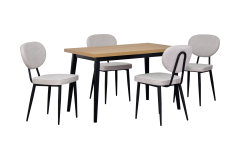 Vilinze Deniz Sandalye Avanos Ahşap Mutfak Masası Takımı - 70x120 Cm Beyaz - Naturel/Siyah