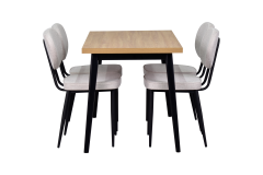 Vilinze Deniz Sandalye Avanos Ahşap Mutfak Masası Takımı - 70x120 Cm Beyaz - Naturel/Siyah