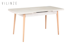 Vilinze Akdeniz Sandalye Golf Traverten/Naturel Mutfak Masası Takımı - 70x120 cm Teddy Bej - 6 Adet