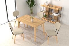 Vilinze Deniz Sandalye Avanos Ahşap Mutfak Masası Takımı - 70x120 Cm