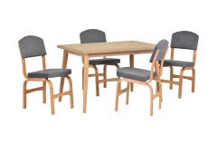 Vilinze Ege Sandalye Avanos Ahşap Mutfak Masası Takımı - 70x120 Cm Gri - Naturel