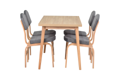 Vilinze Ege Sandalye Avanos Ahşap Mutfak Masası Takımı - 70x120 Cm Gri - Naturel