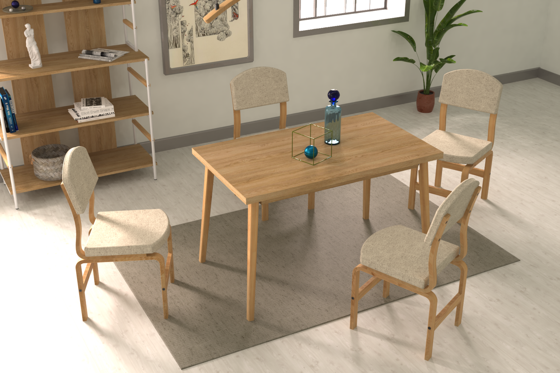 Vilinze Ege Sandalye Avanos Ahşap Mutfak Masası Takımı - 70x120 Cm Beyaz - Naturel