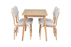 Vilinze Ege Sandalye Avanos Ahşap Mutfak Masası Takımı - 70x120 Cm Beyaz - Naturel