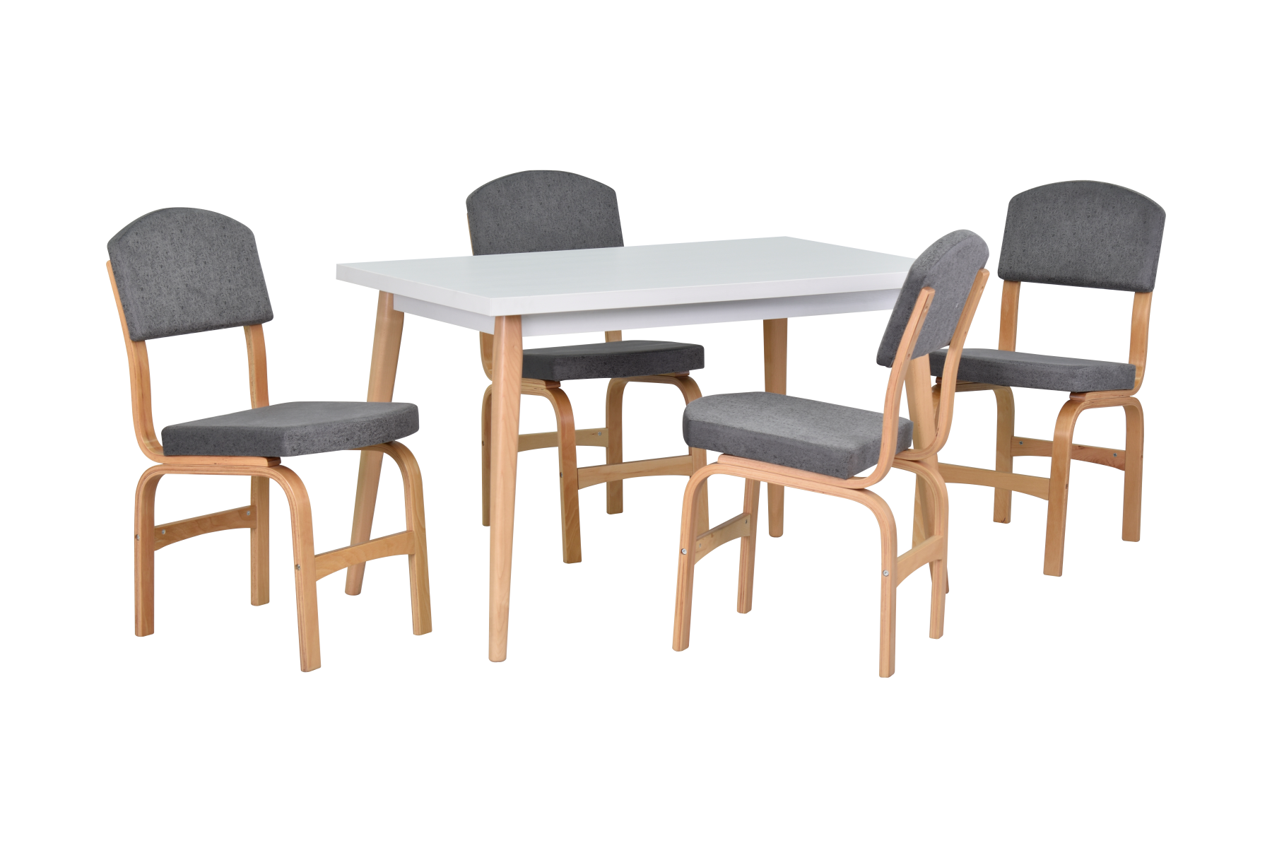 Vilinze Ege Sandalye Avanos Ahşap Mutfak Masası Takımı - 70x120 Cm Gri - Beyaz/Naturel