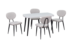 Vilinze Deniz Sandalye Argos Ahşap Mutfak Masası Takımı - 70x120 Cm Beyaz - Beyaz/Siyah