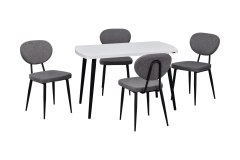 Deniz Sandalye Argos Ahşap Mutfak Masası Takımı - 70x120 Cm Gri - Beyaz/Siyah