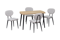 Vilinze Deniz Sandalye Argos Ahşap Mutfak Masası Takımı - 70x120 Cm Beyaz - Naturel/Siyah