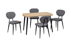 Vilinze Deniz Sandalye Argos Ahşap Mutfak Masası Takımı - 70x120 Cm Gri - Naturel/Siyah