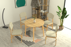 Vilinze Ege Sandalye Avanos Yuvarlak Ahşap Mutfak Masası Takımı - 90x90 Cm