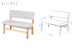 Vilinze Ege Sandalye Peri Bank Fırat Mutfak Masası Takımı - 80x120 cm Traverten/Naturel - Krem