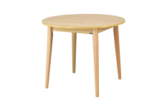 Vilinze Ege Sandalye Avanos Yuvarlak Ahşap Mutfak Masası Takımı - 90x90 Cm Beyaz - Naturel