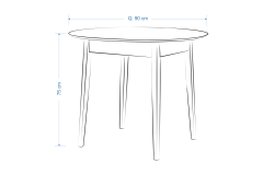 Ege Sandalye Avanos Yuvarlak Ahşap Mutfak Masası Takımı - 90x90 Cm Gri - Beyaz/Naturel