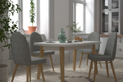 Vilinze Mara Sandalye Aras Mutfak Masası Takımı - 80x140 cm Gri - Beyaz/Naturel