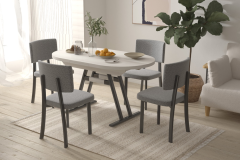 Vilinze Miray Sandalye Afyon Mutfak Masası Takımı - 80x140 cm Beyaz