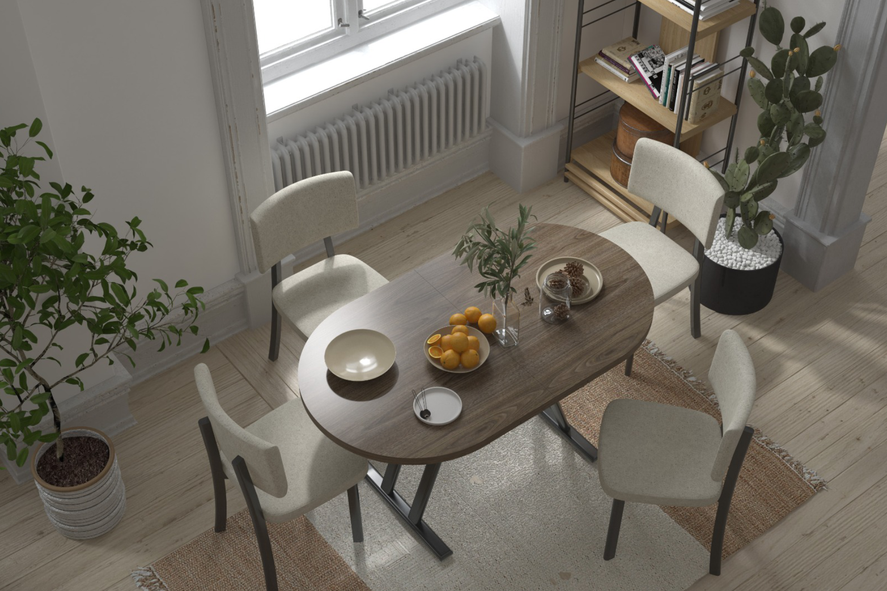 Vilinze Miray Sandalye Afyon Mutfak Masası Takımı - 80x140 cm Kestane