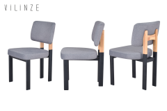 Vilinze Elvan Naturel-Metal Ayak Sandalye Siyah - Gri