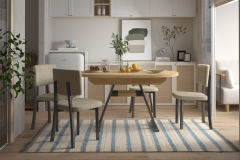 Miray Sandalye Afyon Mutfak Masası Takımı - 80x140 cm Naturel