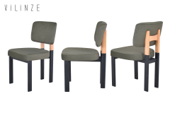 Vilinze Elvan Naturel-Metal Ayak Sandalye Siyah - Yeşil