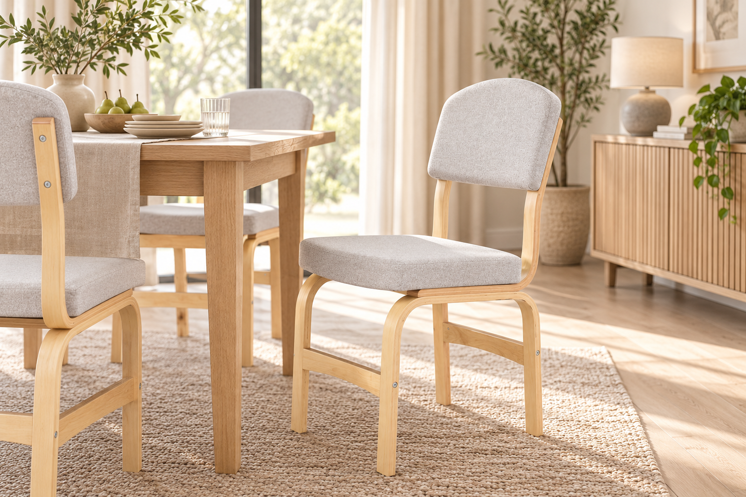 Vilinze Ege Ahşap Ayak Sandalye Naturel - Krem